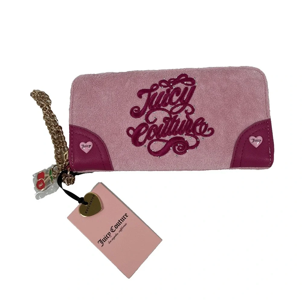 Juicy Couture Pink Logo Zip-Around Wallet w/ Zipper Accent, Credit Card Nwt